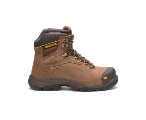 Botas De Seguridad Caterpillar CAT Diagnostic Hi Waterproof Thinsulate™ Steel Toe Hombre Beige Oscuro | CAT-752TD