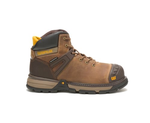 Botas De Seguridad Caterpillar CAT Excavator Superlite Waterproof Soft Toe Hombre Beige Oscuro | CAT-183YL