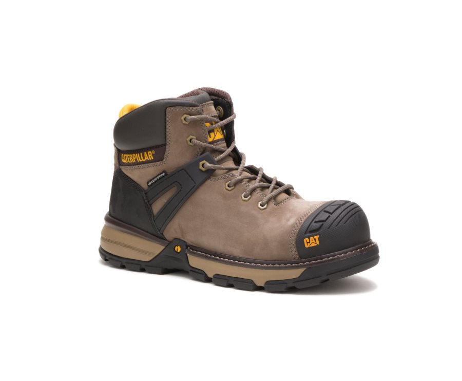 Botas De Seguridad Caterpillar CAT Excavator Superlite Waterproof Nano Toe Hombre Marrones Negras | CAT-089VD