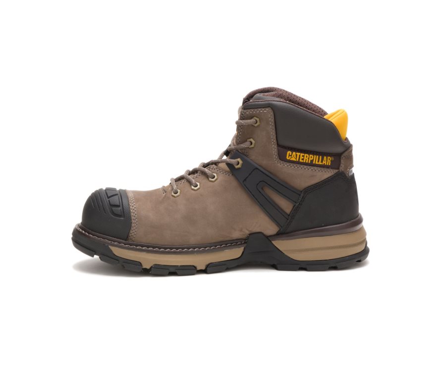 Botas De Seguridad Caterpillar CAT Excavator Superlite Waterproof Nano Toe Hombre Marrones Negras | CAT-089VD