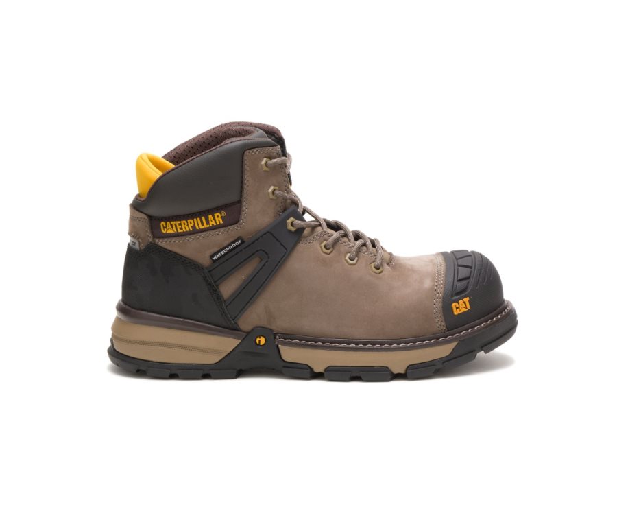 Botas De Seguridad Caterpillar CAT Excavator Superlite Waterproof Nano Toe Hombre Marrones Negras | CAT-089VD