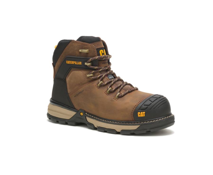 Botas De Seguridad Caterpillar CAT Excavator Superlite Waterproof Thinsulate™ Carbon Composite Toe Hombre Marrones Oscuro | CAT-797KO