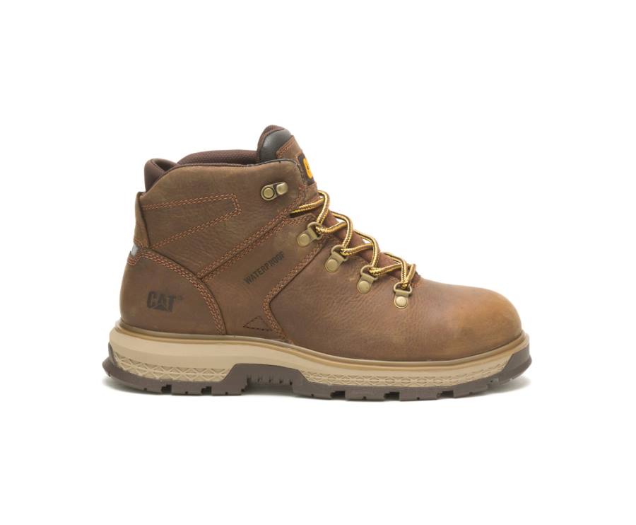 Botas De Seguridad Caterpillar CAT Exposition Hiker Waterproof Alloy Toe Hombre Marrones | CAT-788KO