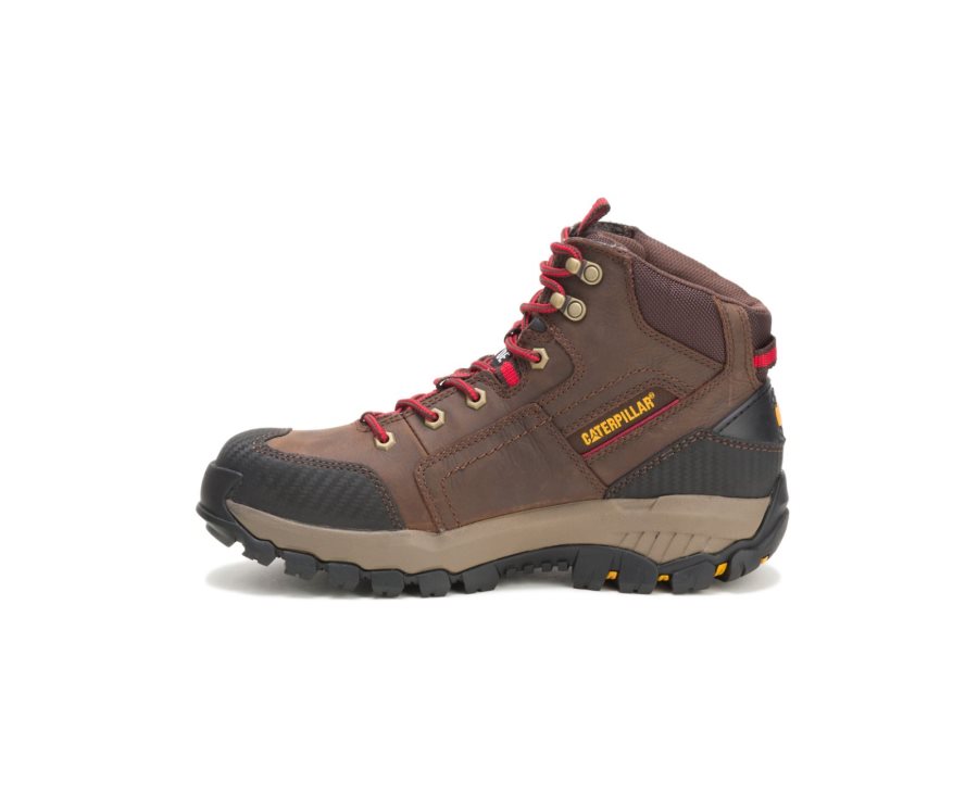 Botas De Seguridad Caterpillar CAT Navigator Mid Waterproof Steel Toe Hombre Marrones Rojas | CAT-201RM