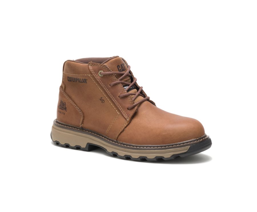 Botas De Seguridad Caterpillar CAT Parker Steel Toe Hombre Beige Oscuro | CAT-753XP