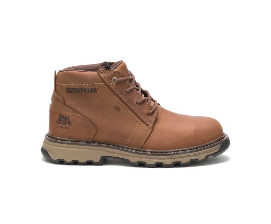 Botas De Seguridad Caterpillar CAT Parker Steel Toe Hombre Beige Oscuro | CAT-753XP