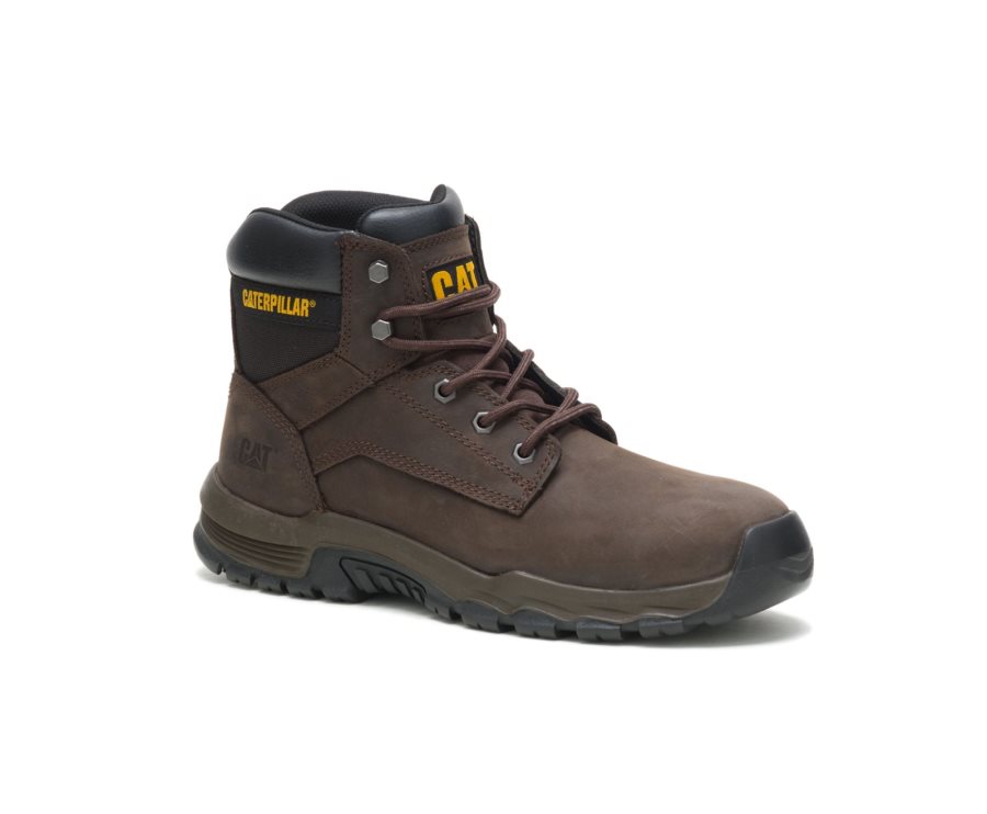 Botas De Seguridad Caterpillar CAT Upholder Waterproof Steel Toe Hombre Chocolate Oscuro | CAT-486WF