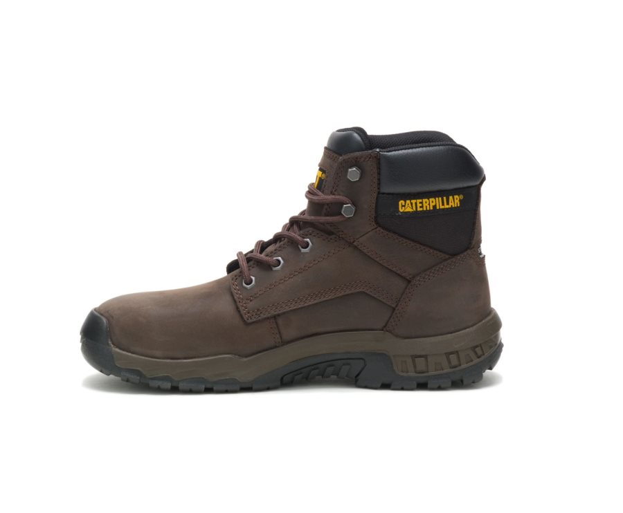 Botas De Seguridad Caterpillar CAT Upholder Waterproof Steel Toe Hombre Chocolate Oscuro | CAT-486WF