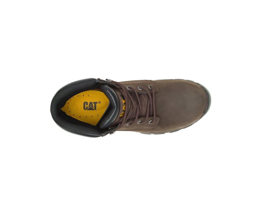 Botas De Seguridad Caterpillar CAT Upholder Waterproof Steel Toe Hombre Chocolate Oscuro | CAT-486WF