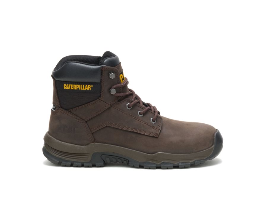 Botas De Seguridad Caterpillar CAT Upholder Waterproof Steel Toe Hombre Chocolate Oscuro | CAT-486WF