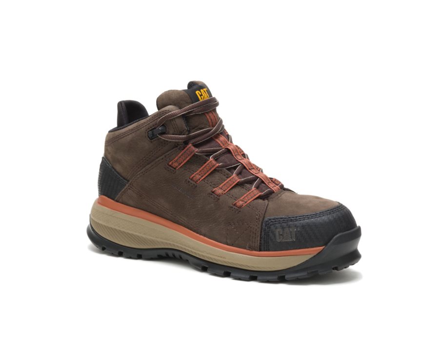 Botas De Seguridad Caterpillar CAT Utilize Waterproof Alloy Toe Hombre Chocolate Oscuro | CAT-723TJ