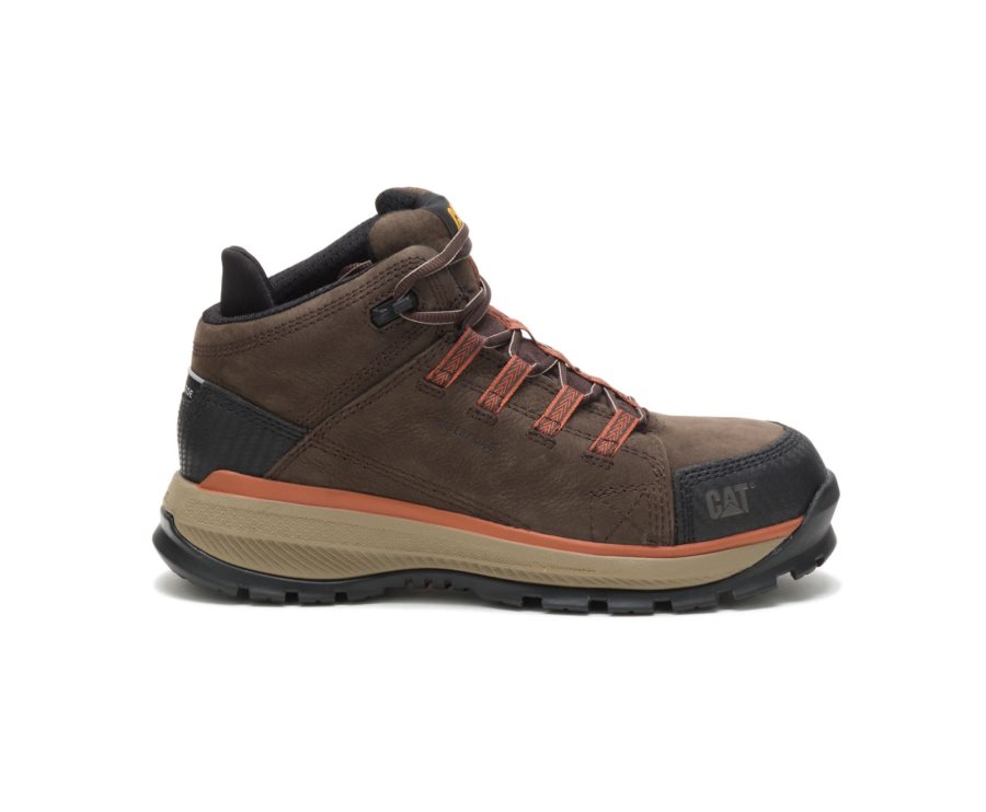 Botas De Seguridad Caterpillar CAT Utilize Waterproof Alloy Toe Hombre Chocolate Oscuro | CAT-723TJ